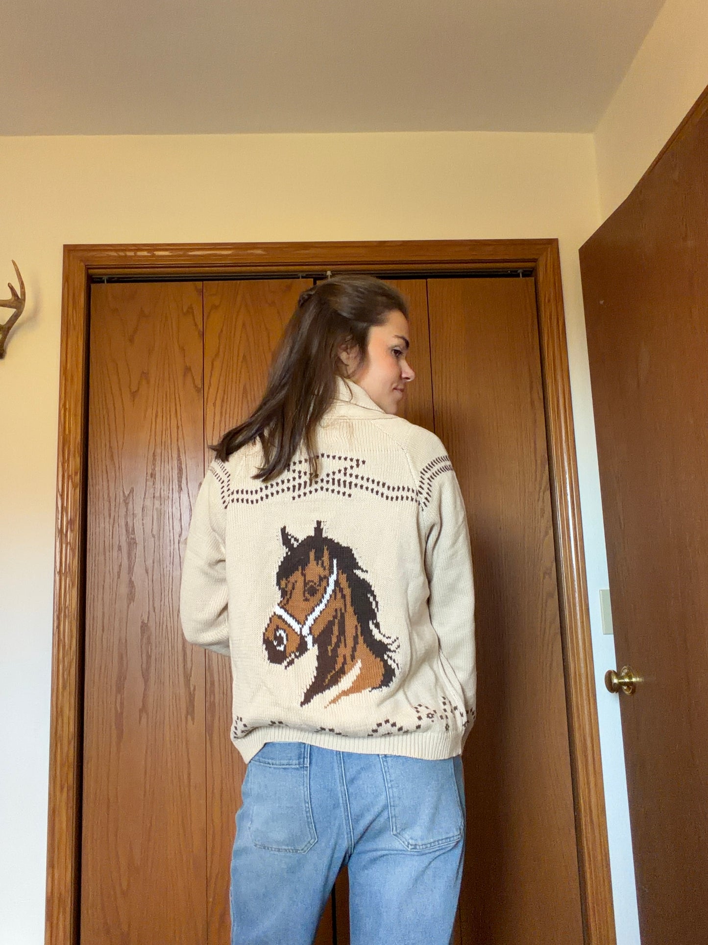 Horse Shawl Knit Cardigan