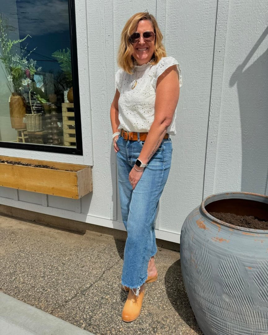 High Rise Cropped Wide Legged Jean