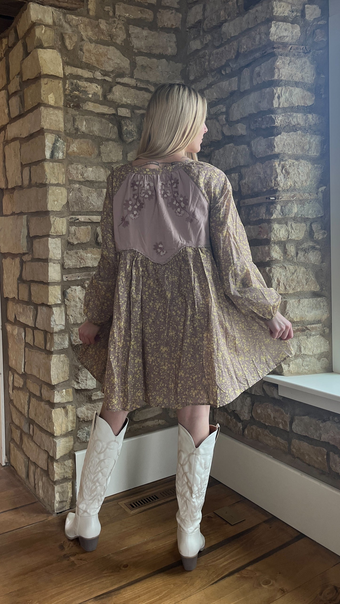 Embroidered Baby Doll Dress