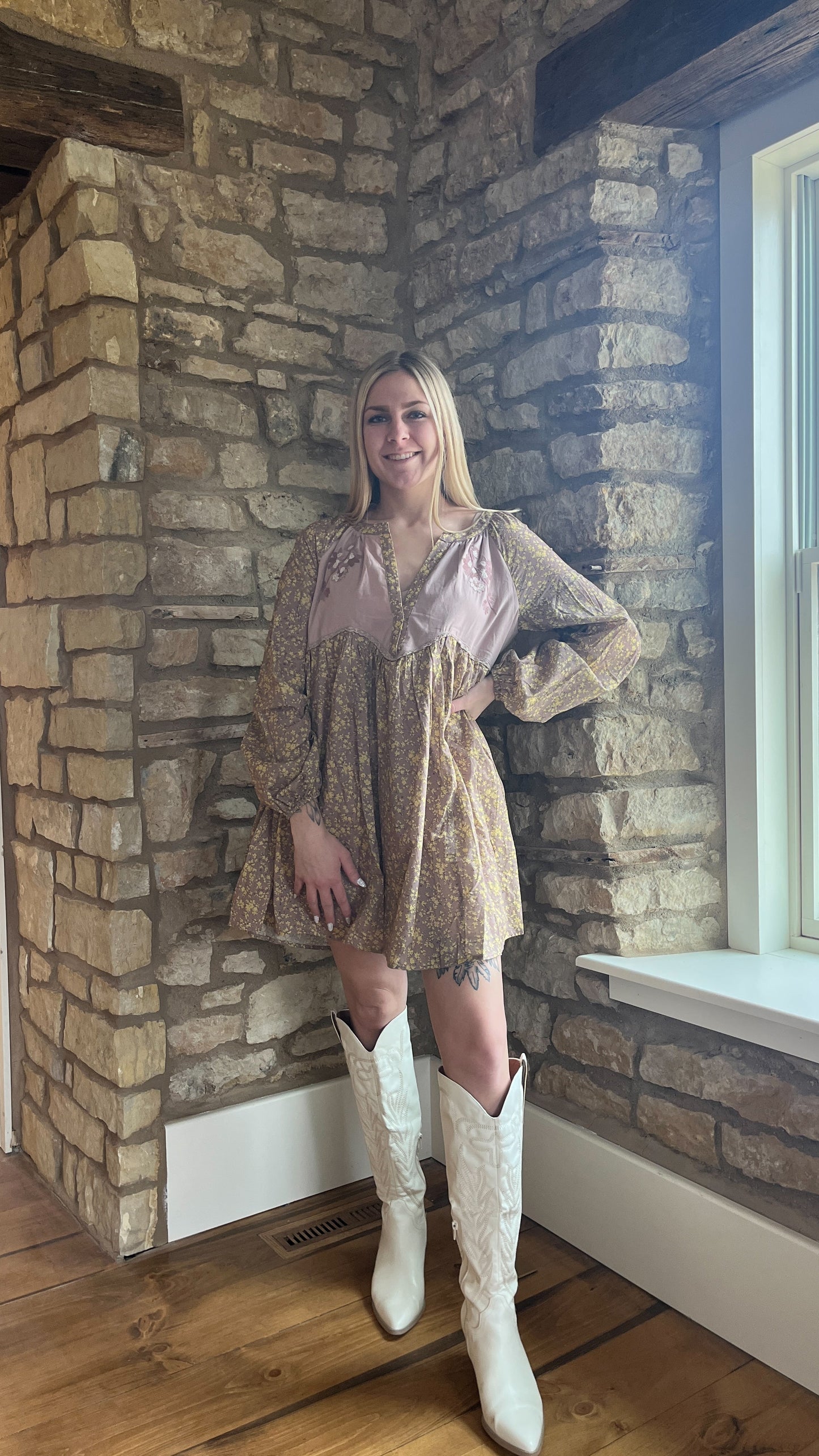 Embroidered Baby Doll Dress