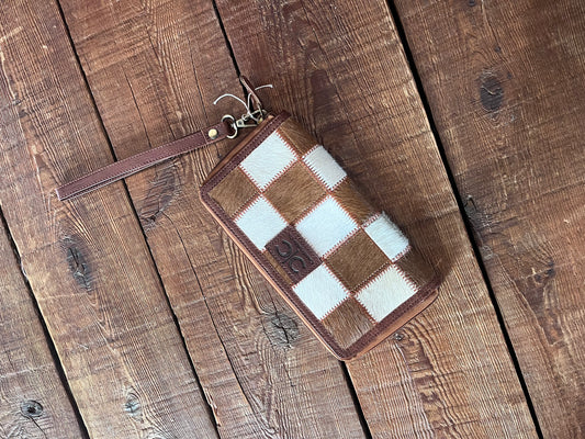 Checkered Cowhide Wallet