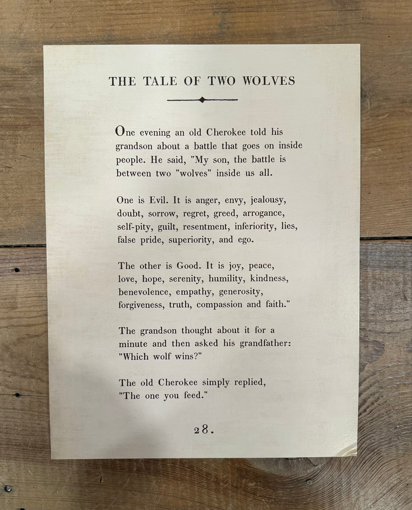 "Tale of Two Wolves" Handmade Paper Print
