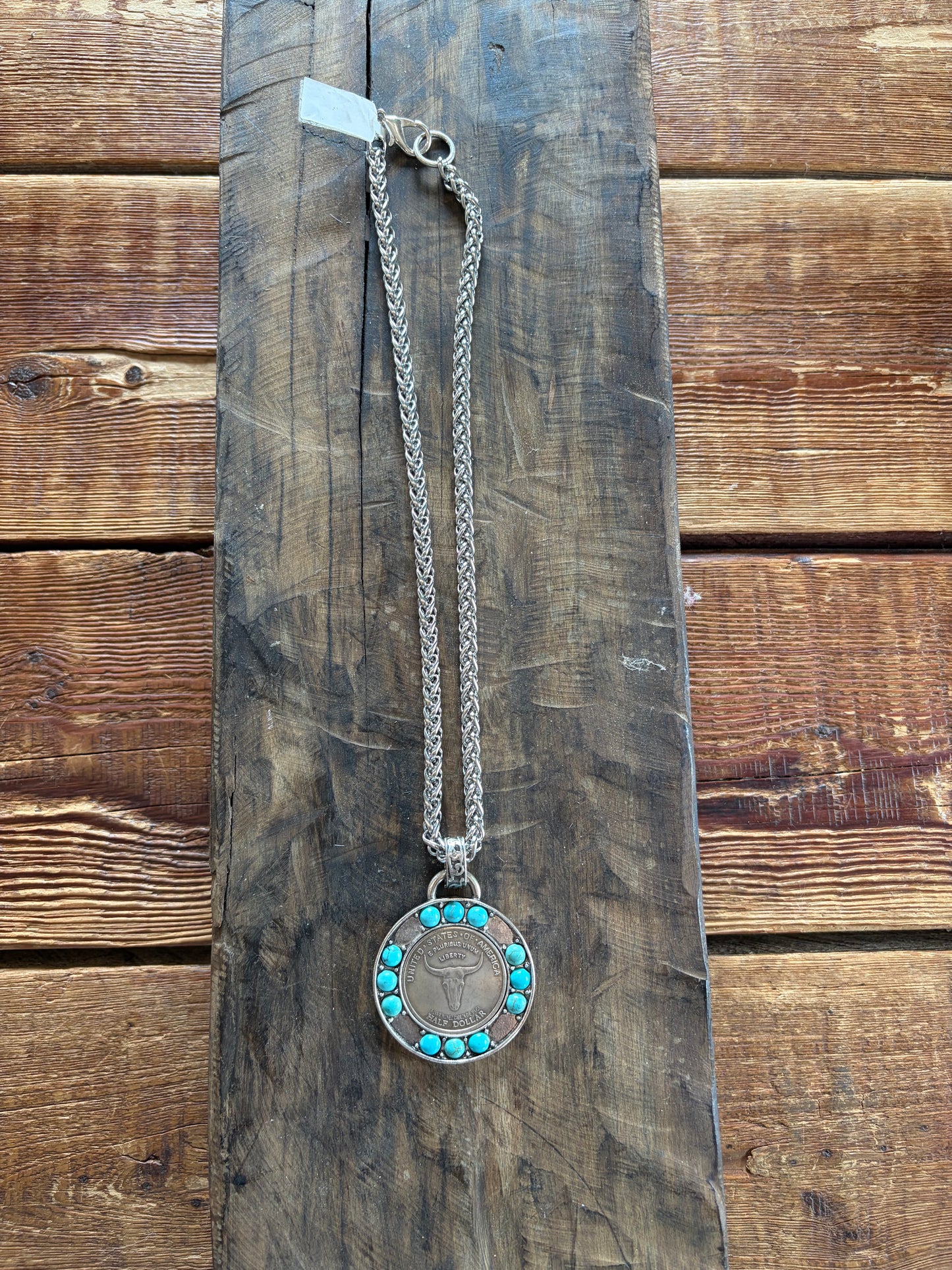 Turquoise Half Dollar Necklace