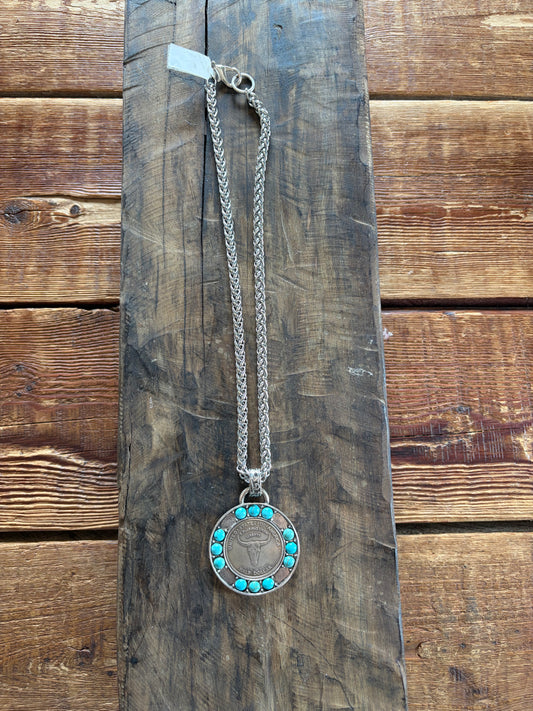 Turquoise Half Dollar Necklace