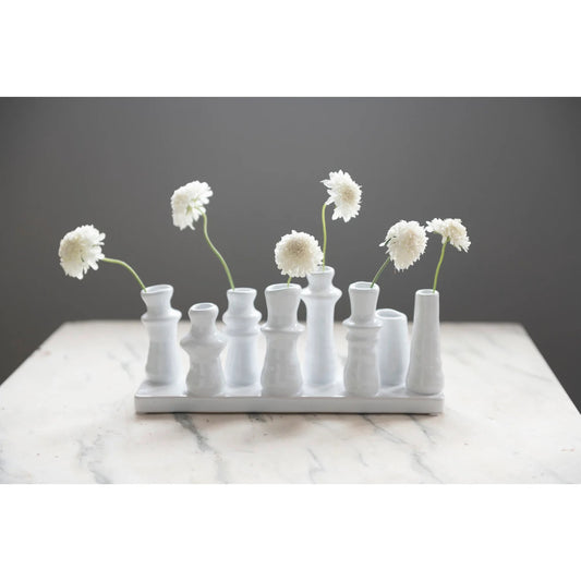 White Stoneware Multi-Vase